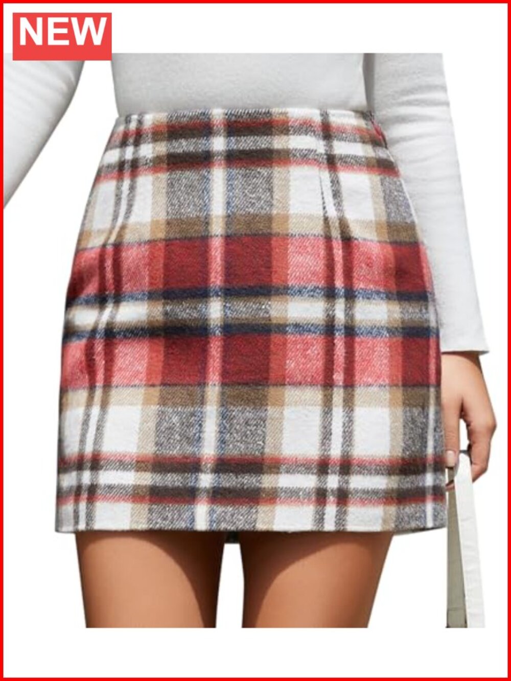 Plaid High Waisted Mini Skirt Zipper Bodycon Pencil